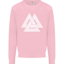 Viking Valknut Symbol  Norse Mythology Thor Kids Sweatshirt Jumper Light Pink
