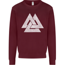 Viking Valknut Symbol  Norse Mythology Thor Kids Sweatshirt Jumper Maroon