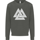 Viking Valknut Symbol  Norse Mythology Thor Kids Sweatshirt Jumper Storm Grey