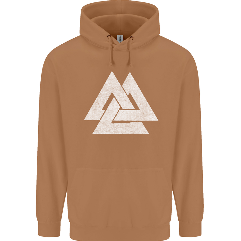 Viking Valknut Symbol  Norse Mythology Thor Mens 80% Cotton Hoodie Caramel Latte