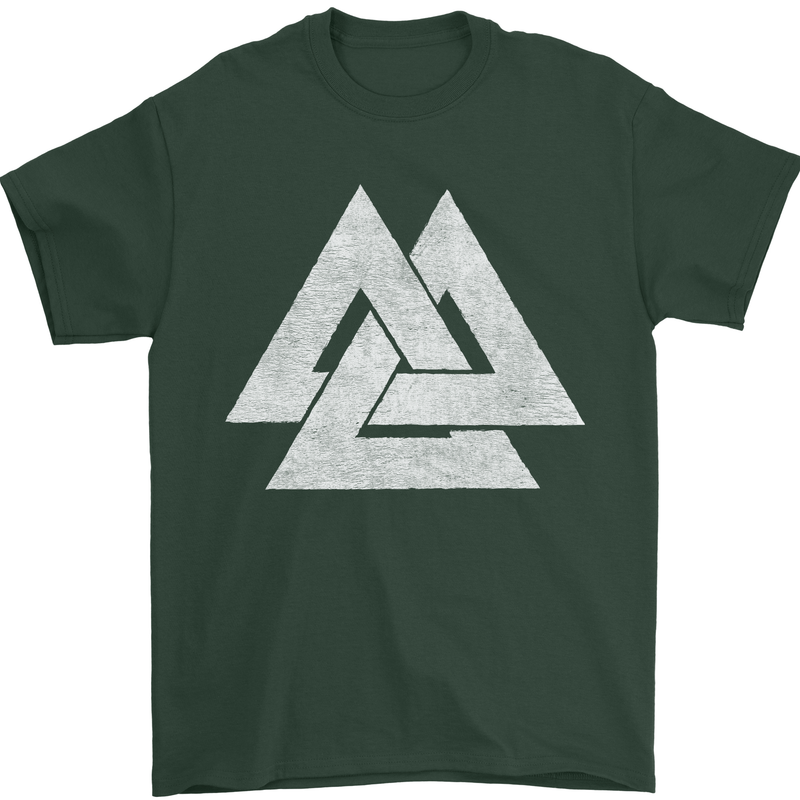 Viking Valknut Symbol  Norse Mythology Thor Mens T-Shirt Cotton Gildan Forest Green