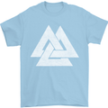 Viking Valknut Symbol  Norse Mythology Thor Mens T-Shirt Cotton Gildan Light Blue