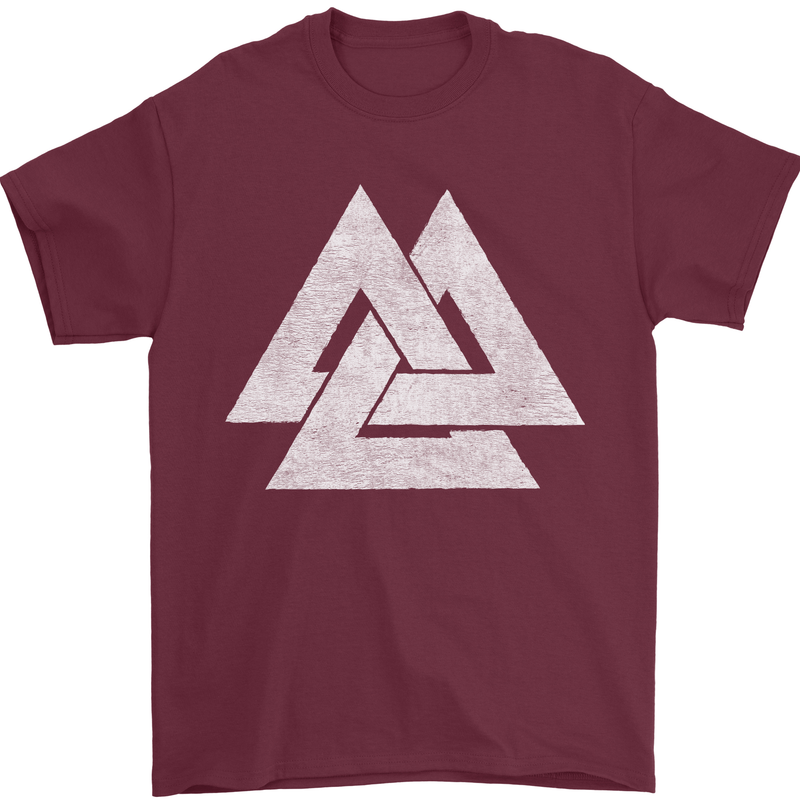 Viking Valknut Symbol  Norse Mythology Thor Mens T-Shirt Cotton Gildan Maroon