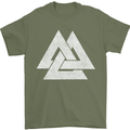 Viking Valknut Symbol  Norse Mythology Thor Mens T-Shirt Cotton Gildan Military Green