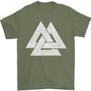 Viking Valknut Symbol  Norse Mythology Thor Mens T-Shirt Cotton Gildan Military Green