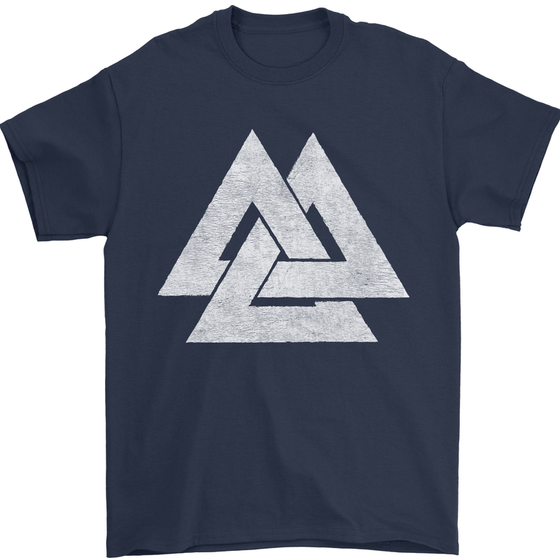 Viking Valknut Symbol  Norse Mythology Thor Mens T-Shirt Cotton Gildan Navy Blue