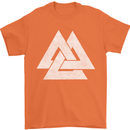 Viking Valknut Symbol  Norse Mythology Thor Mens T-Shirt Cotton Gildan Orange