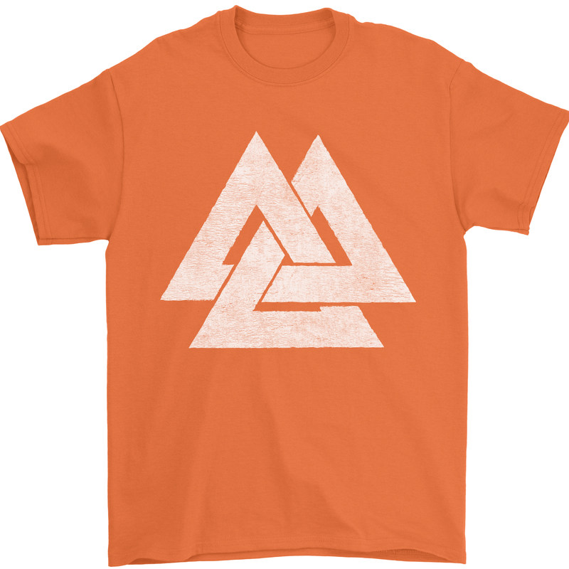 Viking Valknut Symbol  Norse Mythology Thor Mens T-Shirt Cotton Gildan Orange