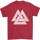Viking Valknut Symbol  Norse Mythology Thor Mens T-Shirt Cotton Gildan Red