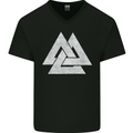 Viking Valknut Symbol  Norse Mythology Thor Mens V-Neck Cotton T-Shirt Black