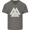 Viking Valknut Symbol  Norse Mythology Thor Mens V-Neck Cotton T-Shirt Charcoal