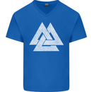 Viking Valknut Symbol  Norse Mythology Thor Mens V-Neck Cotton T-Shirt Royal Blue