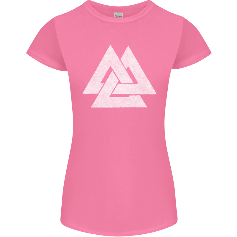 Viking Valknut Symbol  Norse Mythology Thor Womens Petite Cut T-Shirt Azalea