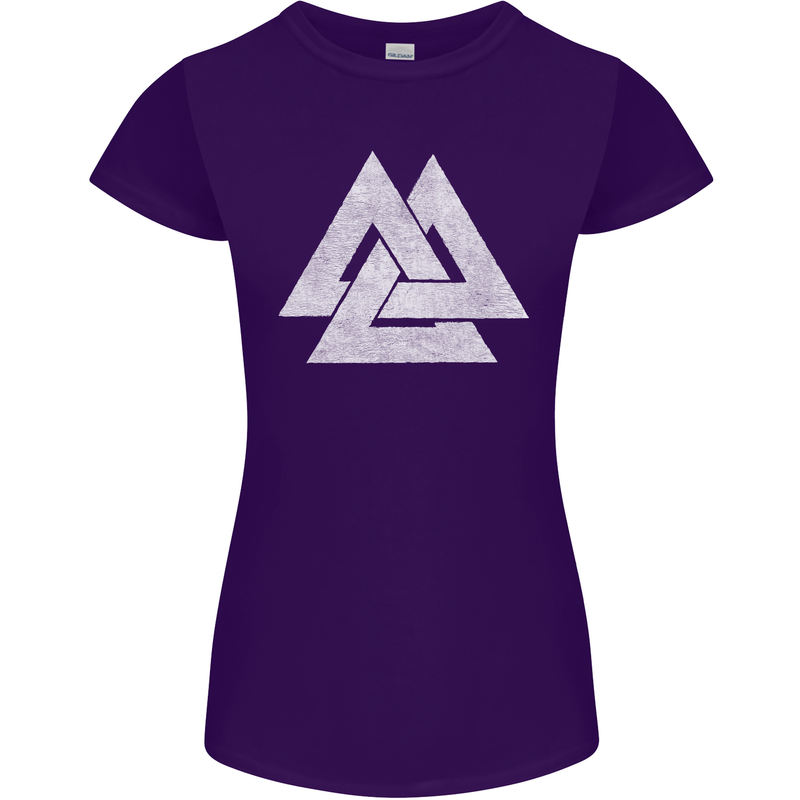 Viking Valknut Symbol  Norse Mythology Thor Womens Petite Cut T-Shirt Purple