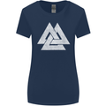 Viking Valknut Symbol  Norse Mythology Thor Womens Wider Cut T-Shirt Navy Blue