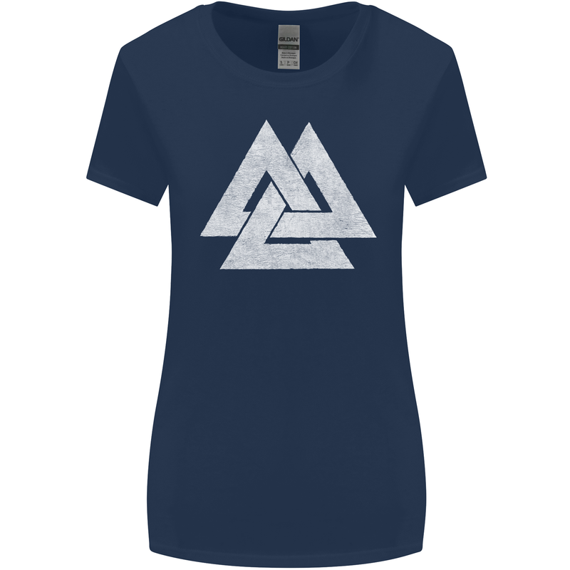 Viking Valknut Symbol  Norse Mythology Thor Womens Wider Cut T-Shirt Navy Blue