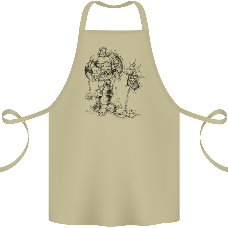 Viking Warior Skull Thor Odin Valhalla MMA Cotton Apron 100% Organic Khaki