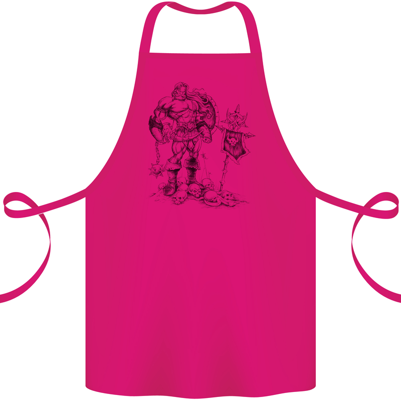 Viking Warior Skull Thor Odin Valhalla MMA Cotton Apron 100% Organic Pink