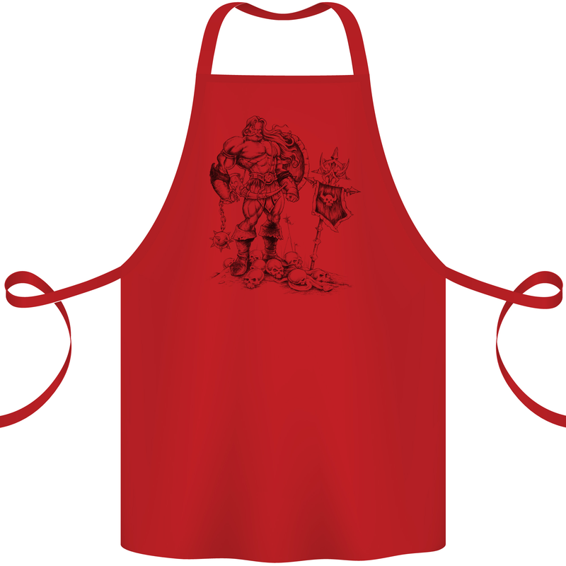 Viking Warior Skull Thor Odin Valhalla MMA Cotton Apron 100% Organic Red