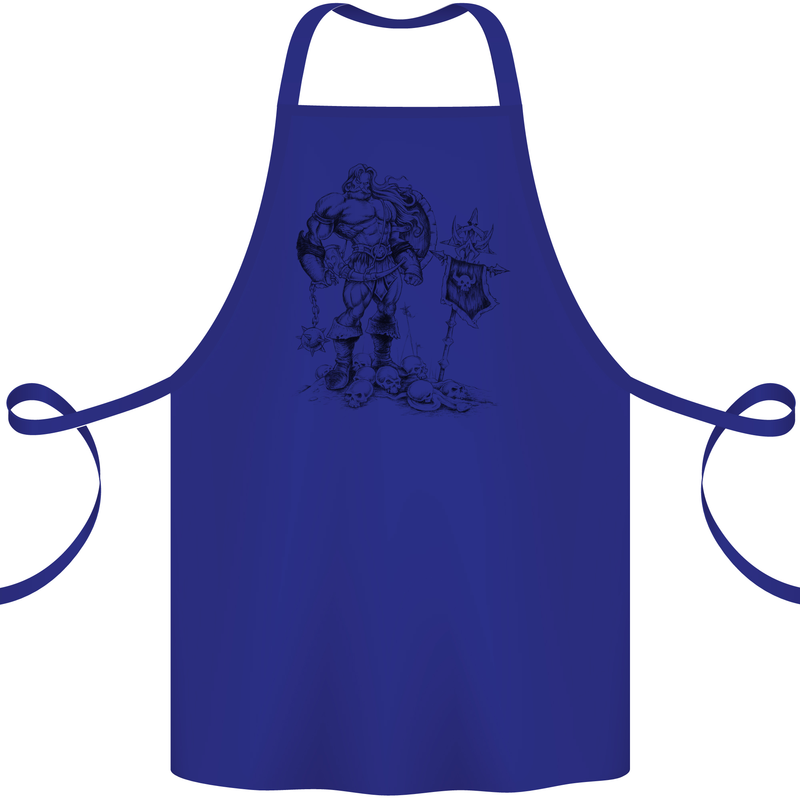 Viking Warior Skull Thor Odin Valhalla MMA Cotton Apron 100% Organic Royal Blue