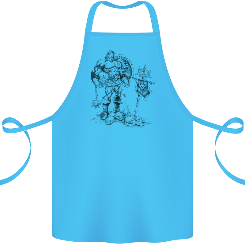 Viking Warior Skull Thor Odin Valhalla MMA Cotton Apron 100% Organic Turquoise