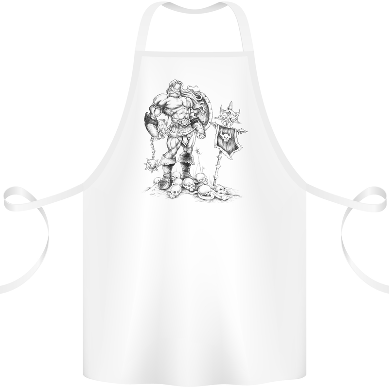 Viking Warior Skull Thor Odin Valhalla MMA Cotton Apron 100% Organic White