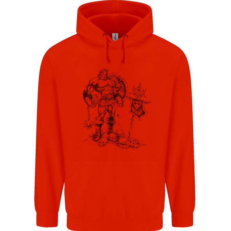 Viking Warior Skull Thor Odin Valhalla MMA Mens 80% Cotton Hoodie Bright Red