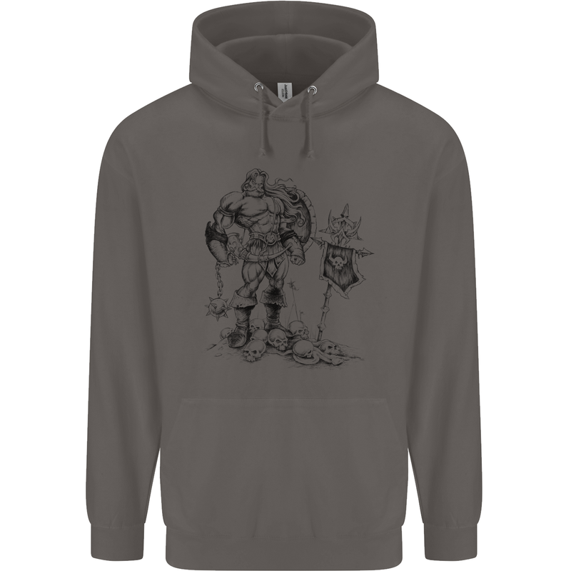 Viking Warior Skull Thor Odin Valhalla MMA Mens 80% Cotton Hoodie Charcoal