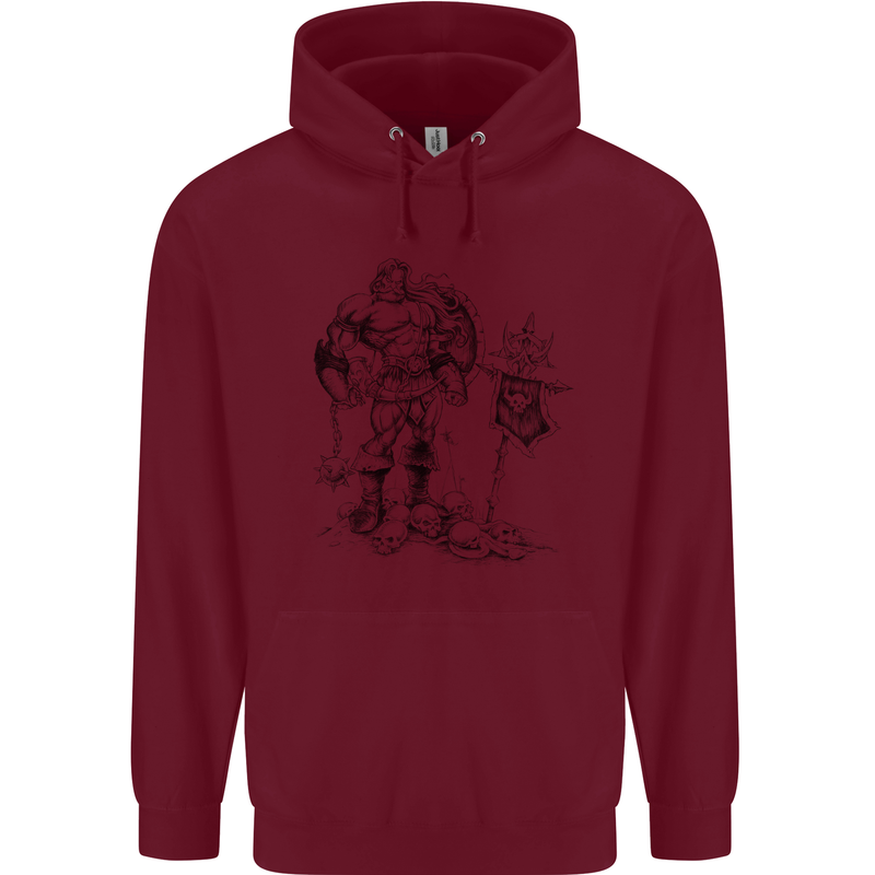 Viking Warior Skull Thor Odin Valhalla MMA Mens 80% Cotton Hoodie Maroon
