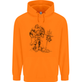 Viking Warior Skull Thor Odin Valhalla MMA Mens 80% Cotton Hoodie Orange