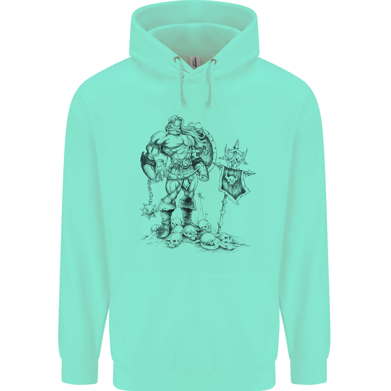 Viking Warior Skull Thor Odin Valhalla MMA Mens 80% Cotton Hoodie Peppermint