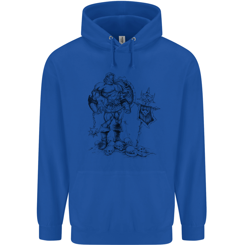 Viking Warior Skull Thor Odin Valhalla MMA Mens 80% Cotton Hoodie Royal Blue