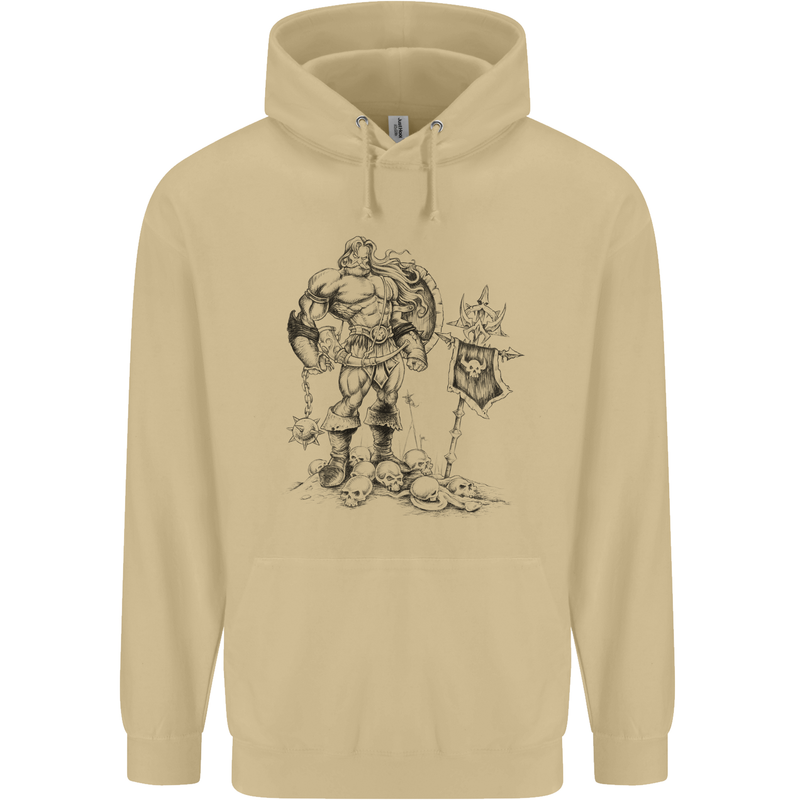 Viking Warior Skull Thor Odin Valhalla MMA Mens 80% Cotton Hoodie Sand