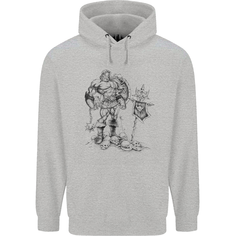 Viking Warior Skull Thor Odin Valhalla MMA Mens 80% Cotton Hoodie Sports Grey