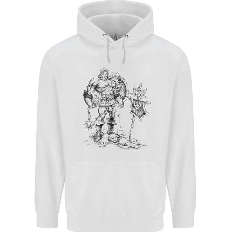 Viking Warior Skull Thor Odin Valhalla MMA Mens 80% Cotton Hoodie White