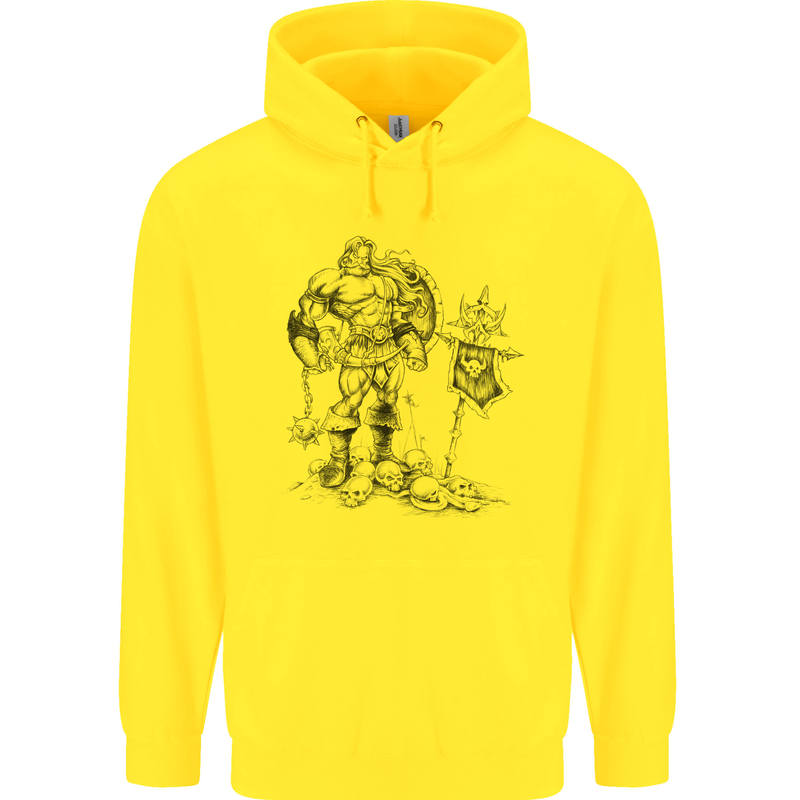 Viking Warior Skull Thor Odin Valhalla MMA Mens 80% Cotton Hoodie Yellow