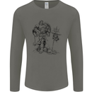 Viking Warior Skull Thor Odin Valhalla MMA Mens Long Sleeve T-Shirt Charcoal