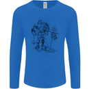 Viking Warior Skull Thor Odin Valhalla MMA Mens Long Sleeve T-Shirt Royal Blue