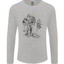 Viking Warior Skull Thor Odin Valhalla MMA Mens Long Sleeve T-Shirt Sports Grey