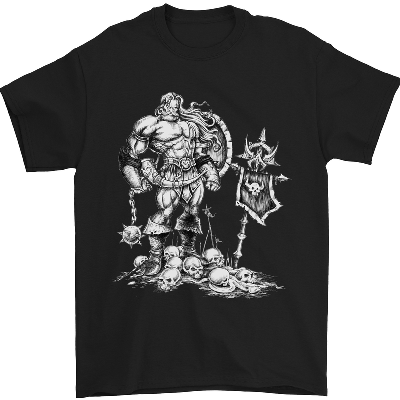 Viking Warior Skull Thor Odin Valhalla MMA Mens T-Shirt Cotton Gildan Black