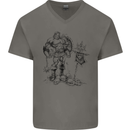 Viking Warior Skull Thor Odin Valhalla MMA Mens V-Neck Cotton T-Shirt Charcoal