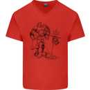 Viking Warior Skull Thor Odin Valhalla MMA Mens V-Neck Cotton T-Shirt Red