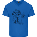 Viking Warior Skull Thor Odin Valhalla MMA Mens V-Neck Cotton T-Shirt Royal Blue