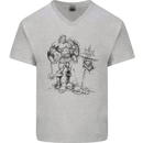Viking Warior Skull Thor Odin Valhalla MMA Mens V-Neck Cotton T-Shirt Sports Grey