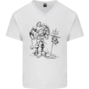 Viking Warior Skull Thor Odin Valhalla MMA Mens V-Neck Cotton T-Shirt White