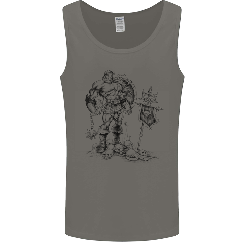 Viking Warior Skull Thor Odin Valhalla MMA Mens Vest Tank Top Charcoal