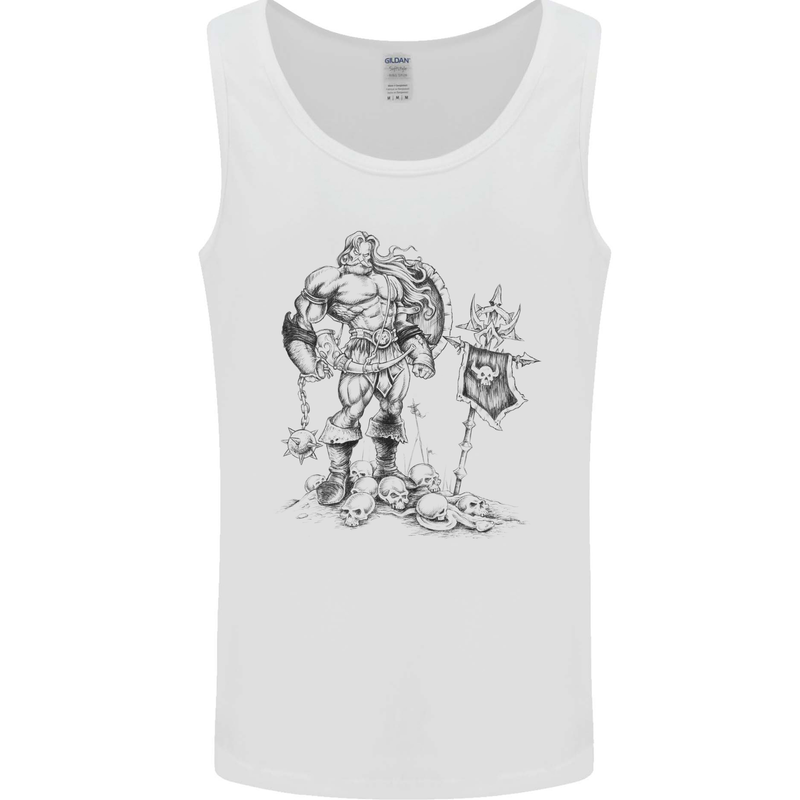 Viking Warior Skull Thor Odin Valhalla MMA Mens Vest Tank Top White