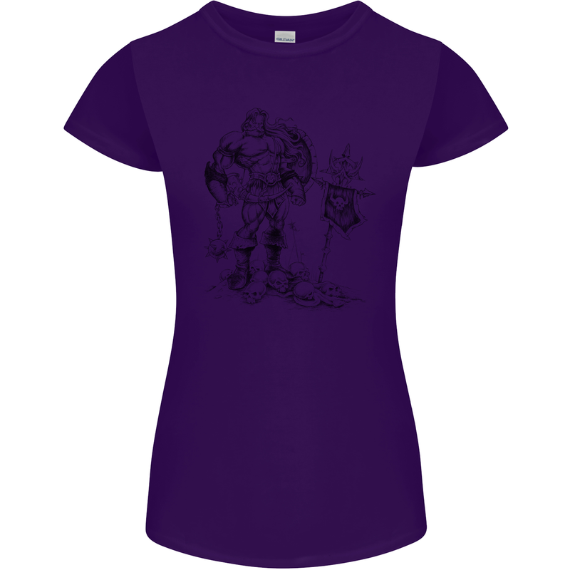 Viking Warior Skull Thor Odin Valhalla MMA Womens Petite Cut T-Shirt Purple