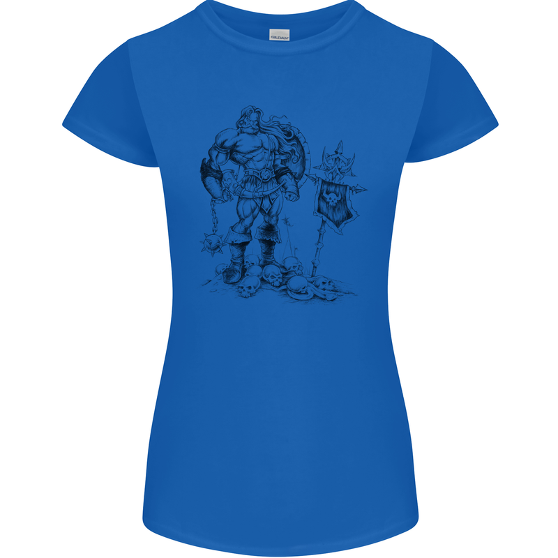 Viking Warior Skull Thor Odin Valhalla MMA Womens Petite Cut T-Shirt Royal Blue