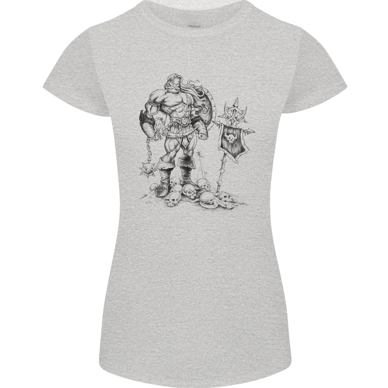Viking Warior Skull Thor Odin Valhalla MMA Womens Petite Cut T-Shirt Sports Grey